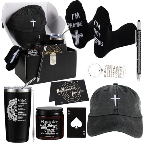 Kolewo4ever 9 Pcs Christian Gifts for Men Religious Gift for Dad Inspirational Gifts Set for Father Spiritual Religious Ca...