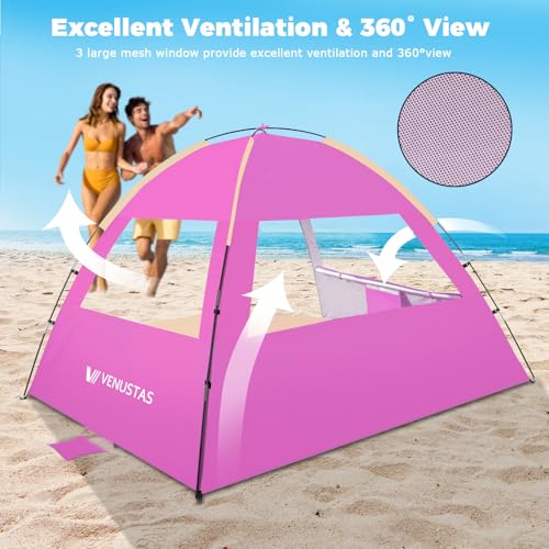 Venustas Beach Tent Sun Shelter for 3/4/6/8 Person, UPF 50+ UV Protection Beach Canopy, Lightweight and Easy Setup Cabana,...