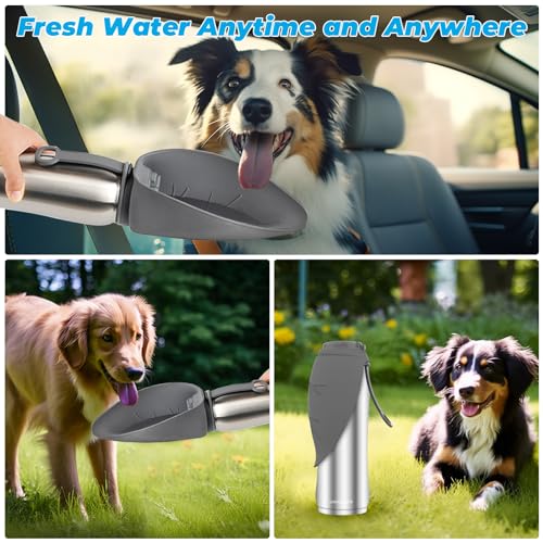 URPOWER 27 Oz Large Dog Water Bottle, Double Wall Insulated Stainless Steel Dog Travel Water Bottle Leak Proof Portable Pe...