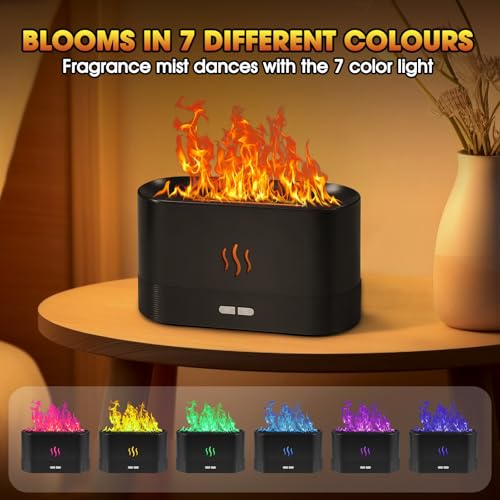 2 Pack Essential Oil Diffuser,Colorful Flame Air Aroma Diffuser Humidifier,Upgraded 7 Flame Colors Noiseless Essential Oil...