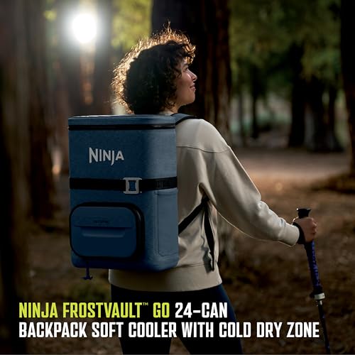 Ninja Backpack Cooler | FrostVault Go 24 Can Soft Cooler | Leakproof Zipper with Built in Can Opener, 2 Ice Packs & Dry St...