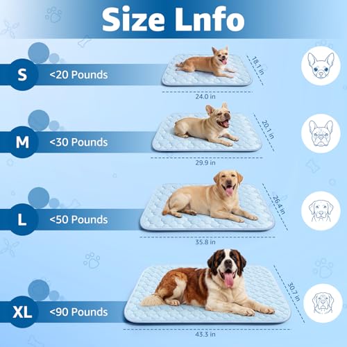 Dog Cooling Mat for Large Dogs, Cooling Pet Bed Outdoor & Indoor Use with Ice Silk Fabric & Waterproof Cover, Summer Cool ...