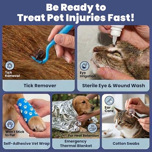 Dog First Aid Kit - Vet Approved Emergency Supplies - Pet First Aid Kit Guide, Tick Remover, Thermal Blanket & More - Comp...
