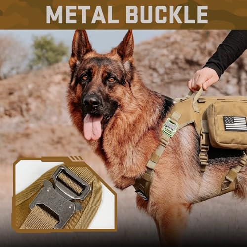 Forestpaw Tactical Dog Harness for Large Dogs,Tactical Dog Collar with Bungee Leash Set,No Pull Military Dog Harness for W...