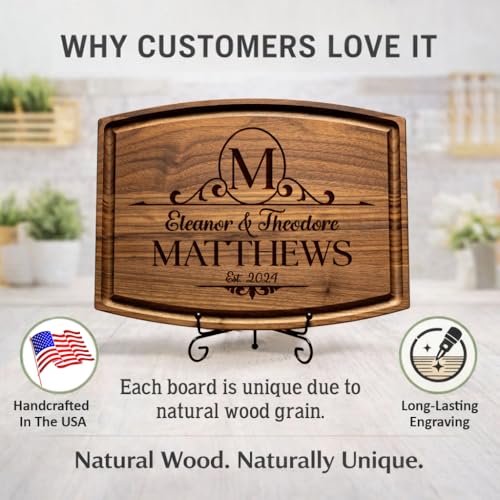 Tayfus Personalized Cutting Board, Custom Engraved Wood Charcuterie Board - Unique Gift Idea for Wedding, Engagement, Brid...
