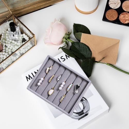 Xthrotsenk 2pcs Small Ring Organizer Ring Holder Display Tray Velvet Rings Earrings Insert Holder for Girl Store Selling o...