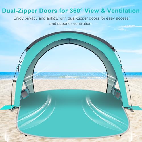 Gorich Beach Tent Sun Shelter with UPF50+ UV Protection for 1-2/3/4-5/6-7 Person, Lightweight & Portable Beach Shade Canop...