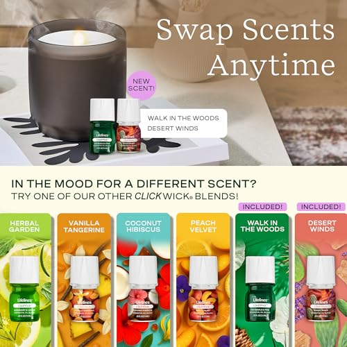 Lifelines Flameless Candle Aromatherapy Essential Oil Diffuser with 2 ClickWick Essential Oil Blends - Cordless & Waterles...