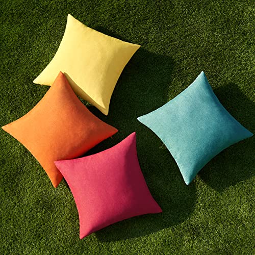 MIULEE Pack of 4 Decorative Outdoor Throw Pillow Covers Linen Waterproof Pillow Covers Farmhouse Cushion Cases for Patio G...