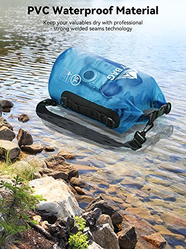 HEETA Dry Bag Waterproof for Women Men, 5L/10L/20L/30L/40L Roll Top Lightweight Dry Storage Bag Backpack with Phone Case f...