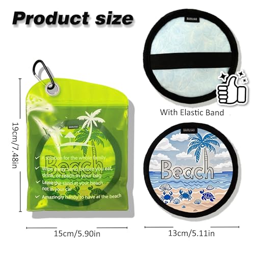 BAIRUYAO Beach Sand Remover Bag,Sand Remover Eraser with Elastic Band，Beach Vacation Essentials,Must Haves, Reusable Eco G...