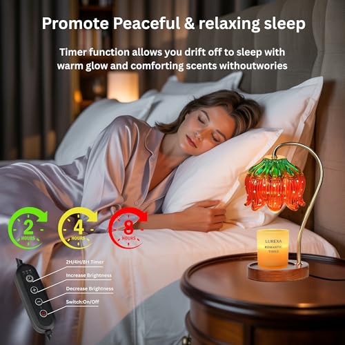 LUREXA Candle Warmer Lamp with Timer, Dimmable Wax Melt Lamp for Large & Standard Jar Candles, Includes 2 GU10 Bulbs, Eleg...
