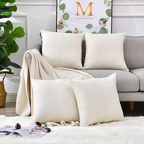 LisBiya Linen Throw Pillow Covers 18 x 18 Beige Decorative Blank Couch Pillow Covers for Sublimation Bed Sofa Farmhouse Cu...