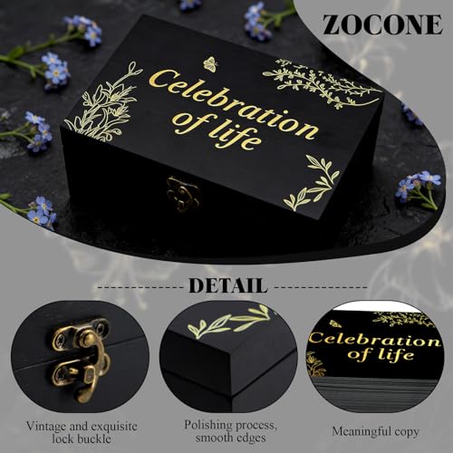 Celebration of Life Memory Box Set with 100Pcs Share a Memory Cards for Funeral and 6 Pens, 2 Wood Sign, Memorial Decorati...