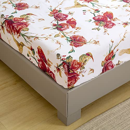 Tache Floral Hummingbirds Burgundy Ivory Antique Vintage Farmhouse Spring Country Rustic Microfiber Rose Garden Sheet Set ...