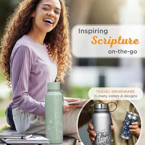 Christian Art Gifts Stainless Steel Insulated Double Wall Vacuum Spill-proof Water Bottle for Women: His Mercy Never Fails...