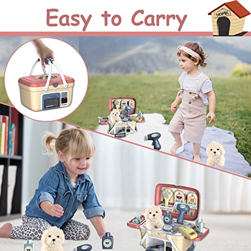 KAEGREEL Pet Care Playset, 23Pcs Pretend Play Kit with Pet Case for Treatment & Grooming, Fun Birthday for Kids Girls Aged...