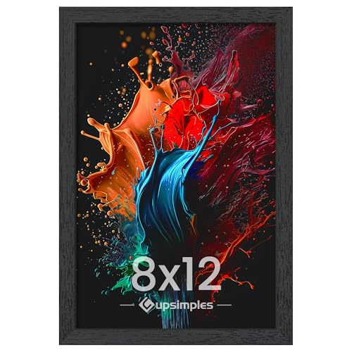 upsimples 8x12 Picture Frame, Wall Gallery Photo Frames with Engineered Wood, Black 1 Pack