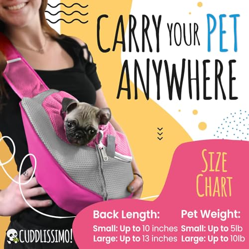 Cuddlissimo! Pet Sling Carrier - Carefully Sized for Teacup & Toy Breed Puppies & Cats (Under 6lb) - Soft Pouch for Small ...
