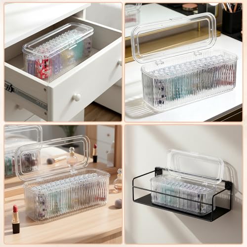 Oqqlin 2 Pack Acrylic Travel Jewelry Organizer Box, Clear Jewelry Storage Boxes Portable Small Cases Anti Tarnish for Earr...