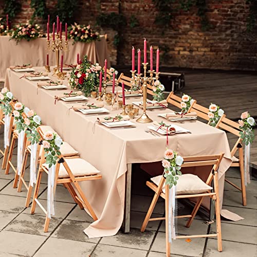 Giegxin 16 Pcs Wedding Aisle Decorations Pew Flower for Wedding Ceremony Aisle Chair Artificial Rose Chair Back Floral Dec...