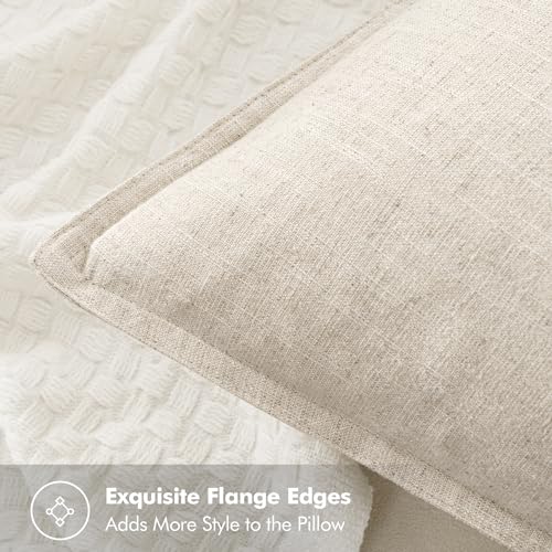 MIULEE Decorative Linen Pillow Covers 20x20 Inch Natural Beige Boho Farmhouse Neutral Couch Throw Pillows for Bed Pack of ...