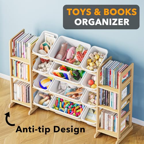 SpaceAid Toy Storage Organizer with 6 Shelves and 12 Bins, Bookshelf/Bookcase, Kids Bin Shelf, Toys Box for Playroom Organ...