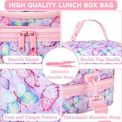 VASCHY Lunch Box Bag Kids, Insulated Two Compartments Bento Cooler Bags for Girls w Shoulder Strap for School,Daycare,Kind...