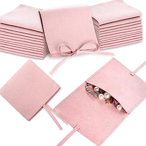 Heliltd Jewelry Pouch 12pcs Jewelry Packaging Bag Microfiber Jewelry Bags 8 * 8cm Jewelry Bags Envelope Style with Strings...