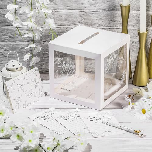Pajean 50 Pcs Greenery Share a Memory Card for Celebration of Life Memory Cards Box with Transparent Windows Memory Box fo...