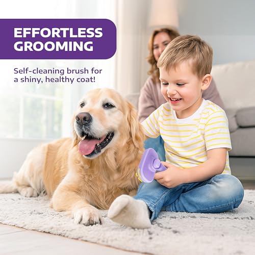 Hertzko Self Cleaning Slicker Brush for Dogs and Cats - Pet Hair Brush for Shedding Long and Short Hair - Easy Clean Retra...
