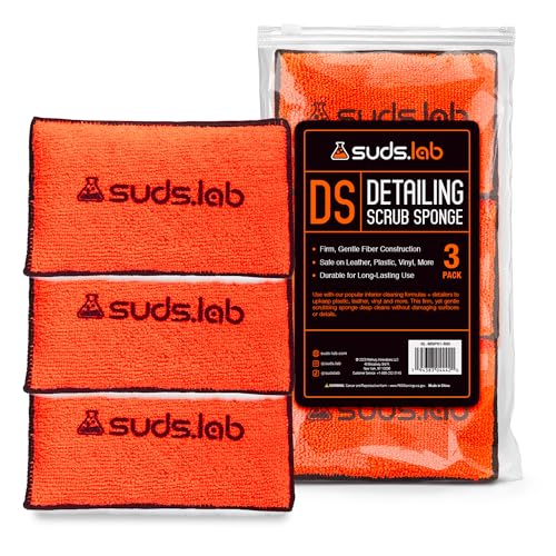 Suds Lab DS Microfiber Detailing Scrub Pad 3 Pack - Car Interior Cleaning & Detailing Microfiber Scrub Pads - Set of 3 - S...