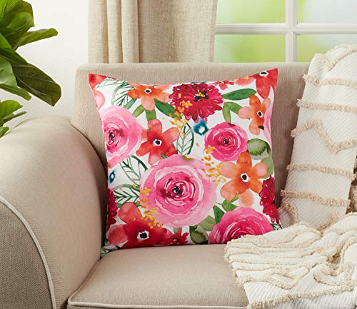 SARO LIFESTYLE Sara B Collection Santa Monica Floral Pillow Cover, 18", Multi
