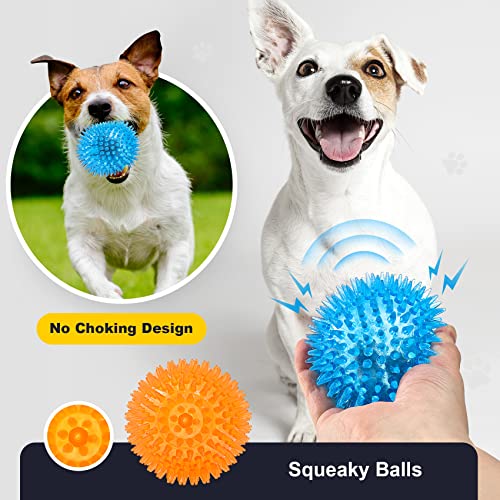 VITEVER 3.5” Squeaky Dog Toy Balls (6 Colors) Puppy Chew Toys for Teething, BPA Free Non-Toxic, Spikey Dog Balls for Mediu...