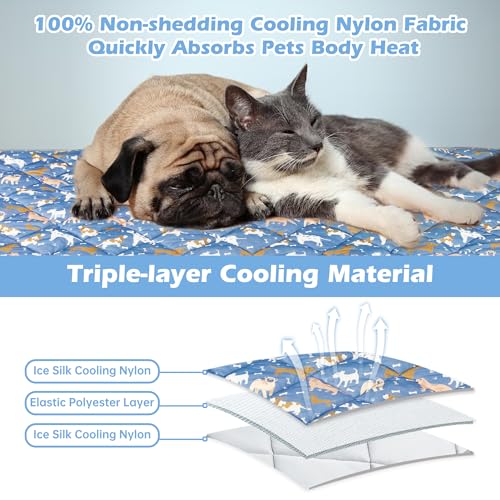 ZINGTERRA Dog Cooling Mat,Cat Self Cool Ice Pad,Lightweight Pet Cooling Pads Blanket Bed Cover,Puppies Summer Cool Tech Fa...