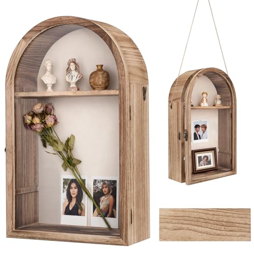 Shadow Box Frame, 10"x16" Shadow Boxes Display Cases with Linen Back and Removable Shelves, Picture Frame Wedding Bouquet ...