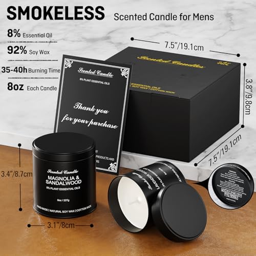 HOMAMAMOON Scented Candles for Men 4 Pack x8oz, Luxury Soy Wax Aromatherapy Candles, Strong Masculine Scents, Long Lasting...