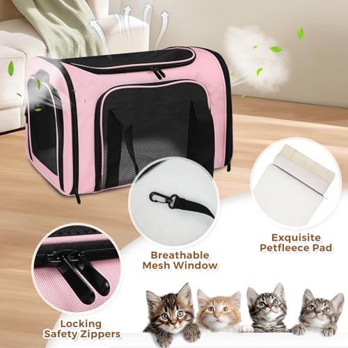 FOORLON Cat Carrier Soft for Pets Up to 15 Lbs, Cat Travel Bag Soft-Sided with Padded Shoulder Strap, Pet Dog Carriers for...