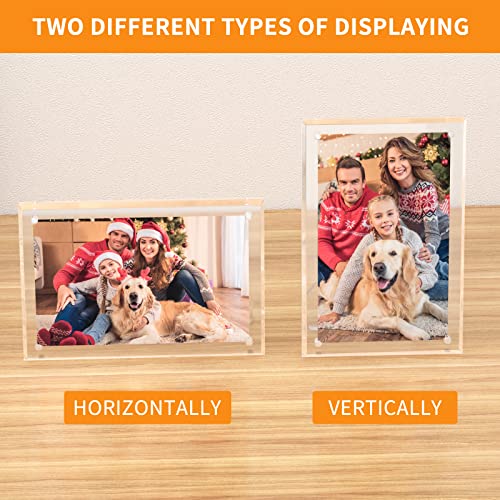 NIUBEE 4x6 Acrylic Picture Frame with Magnets - 2 Pack, Shatter-Resistant Floating Photo Frame for Tabletop, Modern Desk D...