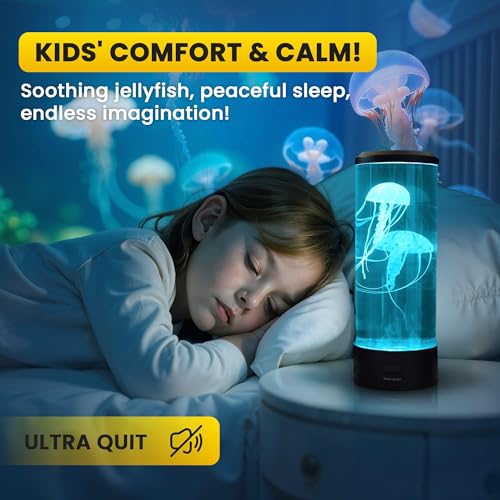 Brewish Jellyfish Lamp, 16 Color Options, 4 Mode Lifelike Jellyfish Aquarium, Auto Shutdown, Remote Control Electric Jelly...