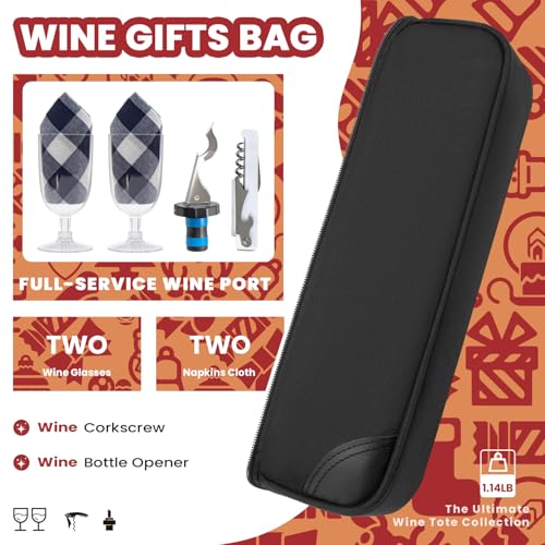 ALLCAMP Wine Bag - Insulated Cooler Bag with Wine Glasses, Bottle Opener & Wine Accessories for Wine Lovers - Portable Win...