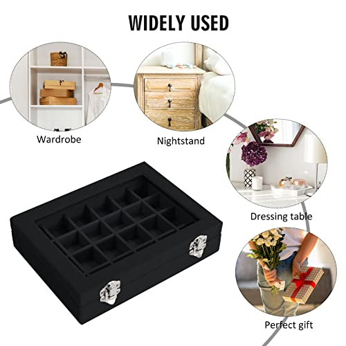 Vicoter Velvet Jewelry Box 24 Grid Jewelry Ring Display Organiser Box Tray Holder Earrings Storage Case for Girls Wife Mom...