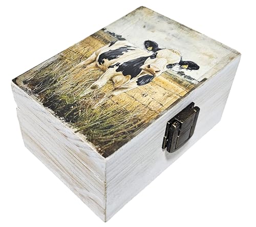 RK Collections Black and White Cow Trinket Box Small Jewelry Keepsake Box | Storage Box for Girls Women | Gift Idea, Anima...