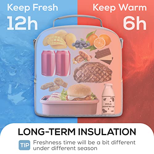 TOURIT Lunch Bag Women Double Deck Lunch Box Insulated Lunch Cooler for Women Men Work, Gray