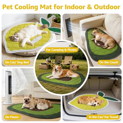 LOOBANI Dog Cooling Mat 38"x50"- Cute Lemon Design Cooling Mat for Dogs (Cool & Warm Side), Waterproof Self-Cooling Mat fo...