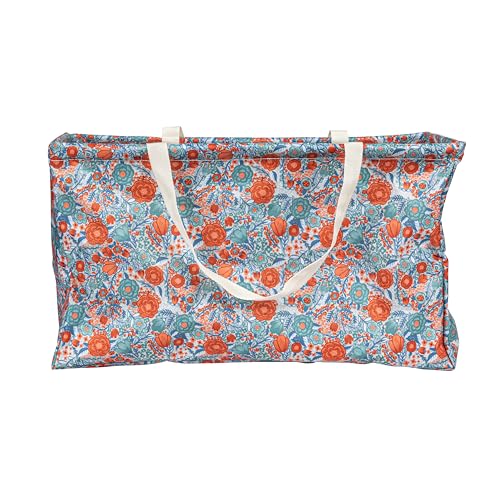 Household Essentials Large Canvas Utility Tote Bag with Handles | Collapsible Storage Basket for Laundry, Groceries, Colle...