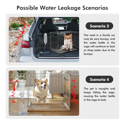 Vannon Dog Water Dispenser for Cage, 20oz Auto Feeding Crate Water Bottle for Dogs, Cats & Rabbits, Pet Nozzle Diameter: 1...