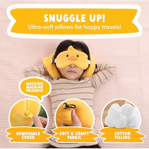 ecoZen Lifestyle Travel Neck Pillow with Eye Mask - Kids Travel Pillow for Sleeping - Toddler Travel Essential and Travel ...