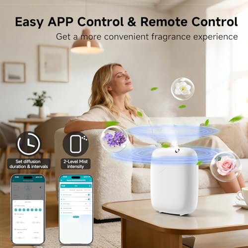 Waterless Essential Oil Diffuser - 3000 Sq.Ft Coverage, 400ml Capacity Scent Diffuser Machine for Aromatherapy, App Contro...