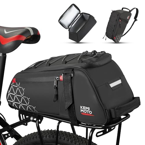 KEMIMOTO 8L Bike Bag with 6L Removable Cooler Bag, Bike Rear Rack Bag PVC Water Resistant Insulated Bag, Bicycle Trunk Pan...